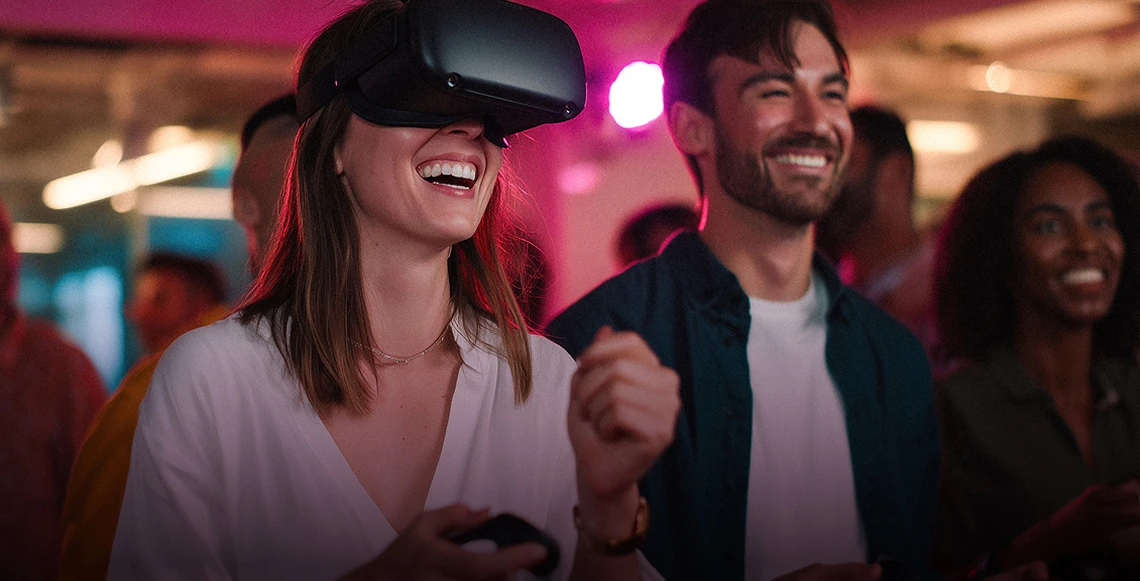 corporate fun vr party couple